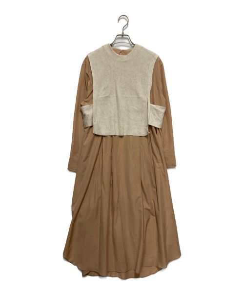 ELENDEEK（エレンディーク）ELENDEEK (エレンディーク) ショートニットロングシャツワンピース ベージュ サイズ:SIZE1の古着・服飾アイテム