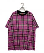 SUPREMEシュプリーム）の古着「Jacquard Tartan Plaid Pocket Tee」｜ピンク