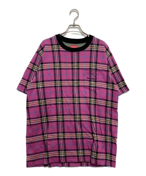 SUPREME（シュプリーム）SUPREME (シュプリーム) Jacquard Tartan Plaid Pocket Tee ピンク サイズ:Lの古着・服飾アイテム