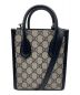 GUCCI (グッチ) インターロッキングG ミニ トートバッグ ネイビー×ホワイト：108000円