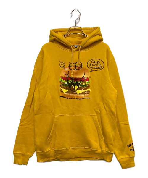 stussy（ステューシー）stussy (ステューシー) KLYONS (ケヴィン・ライオンズ) ハンバーガー プリント プルオーバーパーカ オレンジ サイズ:Lの古着・服飾アイテム