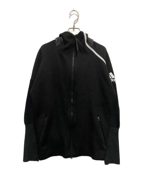 adidas（アディダス）adidas (アディダス) HYBRID PRIMEKNIT HOODIE ブラック サイズ:Lの古着・服飾アイテム