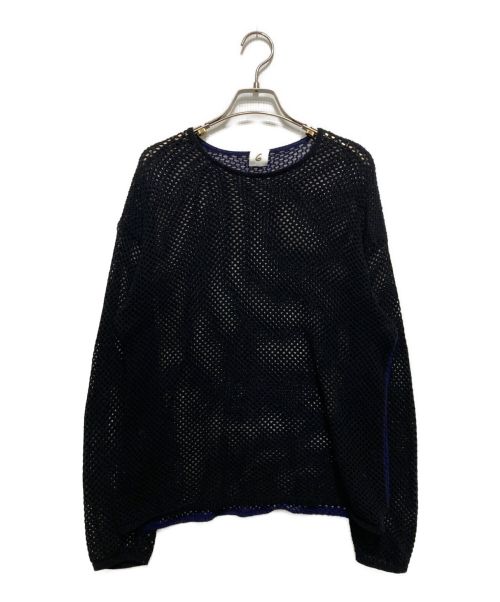 6(ROKU) BEAUTY&YOUTH（ロク ビューティーアンドユース）6(ROKU) BEAUTY&YOUTH (ロク ビューティーアンドユース) MESH COLOR LONG SLEEVE 　8613-105-0099KNIT ブラック×ネイビー サイズ:不明の古着・服飾アイテム