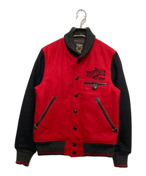 SCHOTT BROS.（ショットブロス）SCHOTT BROS. (ショットブロス) ライトメルトンスタジアムジャケット レッド サイズ:Sの古着・服飾アイテム