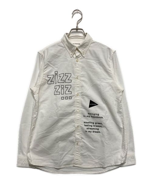 and wander（アンドワンダー）and wander (アンドワンダー) zizz Printed B.D Shirt Poly×Cotton　AW41-F019 ホワイト サイズ:SIZE2の古着・服飾アイテム