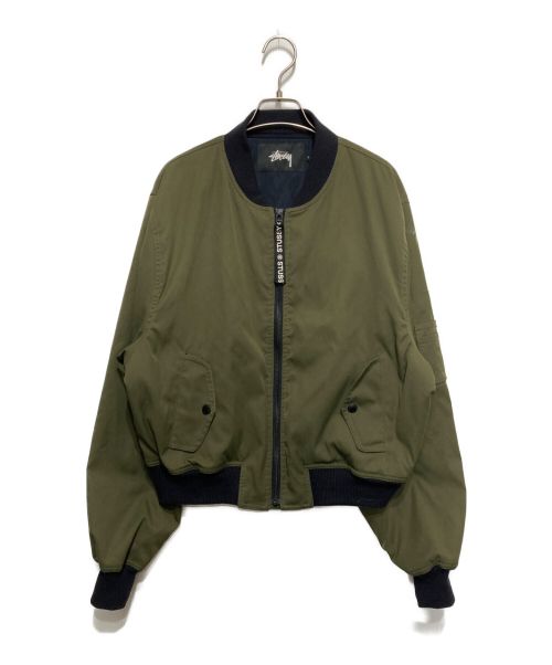 stussy（ステューシー）stussy (ステューシー) サイドライン ロゴテープ MA-1ジャケット　101MT-1336 カーキ サイズ:Sの古着・服飾アイテム