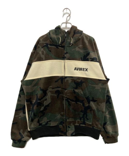 AVIREX（アヴィレックス）AVIREX (アヴィレックス) 2トーン ビッグ フリース パーカー　6112129 グリーン サイズ:XLの古着・服飾アイテム