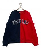 SUPREMEシュプリーム）の古着「split crewneck sweatshirt」｜レッド×ネイビー