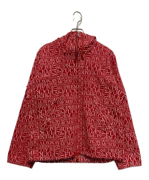 SUPREME（シュプリーム）Supreme (シュプリーム) FUCK ‘EM ALL HOODED DENIM PULLOVER レッド サイズ:Sの古着・服飾アイテム