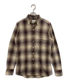 DRAKE'S×BEAMS F（ドレイクス×ビームスエフ）の古着「F/BROWN CHECK BUTTON DOWN SHIRTS　21-11-0081-087」｜ベージュ×ブラウン