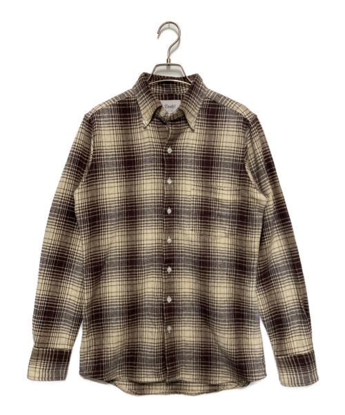 DRAKE'S（ドレイクス）DRAKE'S (ドレイクス) BEAMS F (ビームスエフ) F/BROWN CHECK BUTTON DOWN SHIRTS　21-11-0081-087 ベージュ×ブラウン サイズ:37~42の古着・服飾アイテム