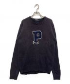 POLO RALPH LAURENポロ・ラルフローレン）の古着「P LOGO Cotton Knit」｜ブラック