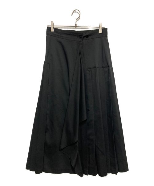 CLANE（クラネ）CLANE (クラネ) ASSYMETRY FRILL PLEAT WRAP SKIRT　17109-6081 ブラック サイズ:SIZE2の古着・服飾アイテム