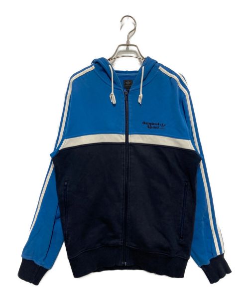 adidas（アディダス）adidas (アディダス) フロッキープリントジップパーカー　705621 ブルー サイズ:Ⅿの古着・服飾アイテム