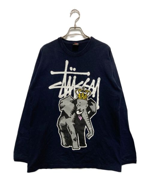 stussy（ステューシー）stussy (ステューシー) エレファントプリントロンT ネイビー サイズ:Lの古着・服飾アイテム