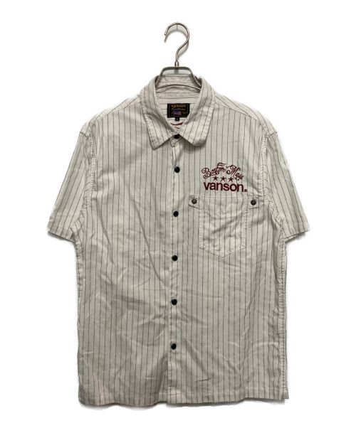 VANSON（バンソン）VANSON (バンソン) ストライプシャツ ホワイト サイズ:XLの古着・服飾アイテム