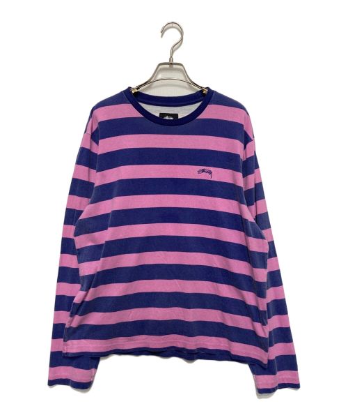 stussy（ステューシー）stussy (ステューシー) Printed Stripe　プリンテッドストライプ ネイビー サイズ:Ⅿの古着・服飾アイテム