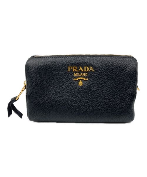 PRADA（プラダ）PRADA (プラダ) VIT DAINO レザーポーチ ブラックの古着・服飾アイテム