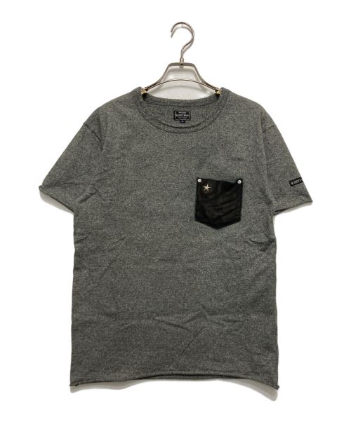 SCHOTT BROS.（ショットブロス）SCHOTT BROS. (ショットブロス) ONE STAR LEATHER POCKET S/S TEE- グレー サイズ:Ⅿの古着・服飾アイテム