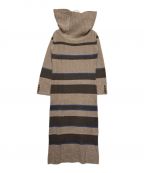 HER LIP TOハーリップトゥ）の古着「Cashmere-blend StripeKnit Dress」｜ブラウン