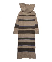 HER LIP TO（ハーリップトゥ）の古着「Cashmere-blend StripeKnit Dress」｜ブラウン