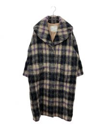 HER LIP TO（ハーリップトゥ）の古着「Plaid Wool and Mohair-blend Coat」｜パープル×ベージュ