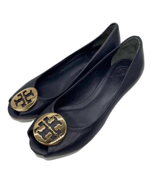 TORY BURCH（トリーバーチ）TORY BURCH (トリーバーチ) オープントゥーパンプス ネイビー サイズ:SIZE 6 1/2の古着・服飾アイテム