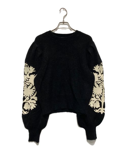 Sandro（サンドロ）Sandro (サンドロ) Peppy Embroidered Floral Sweater ブラック サイズ:SIZE1の古着・服飾アイテム