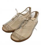 STEVEN ALANスティーブンアラン）の古着「VINYL OPEN TOE LACE UP FLATS　ビニールオープントーレースアップフラッツ」｜ベージュ