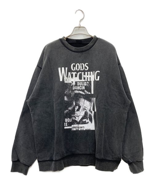 GOD’S WATCHING（ゴッズウォッチング）GOD’S WATCHING (ゴッズウォッチング) CREW NECK SWEAT / THE LADY グレー サイズ:Lの古着・服飾アイテム