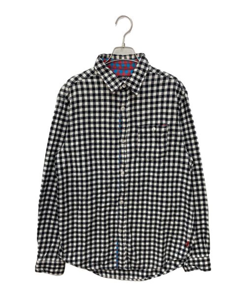 stussy（ステューシー）stussy (ステューシー) ネルシャツ ホワイト×ブラック サイズ:Lの古着・服飾アイテム