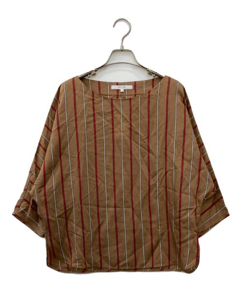 UNTITLED（アンタイトル）UNTITLED (アンタイトル) シルク混ストライプブラウス ブラウン サイズ:SIZE2の古着・服飾アイテム