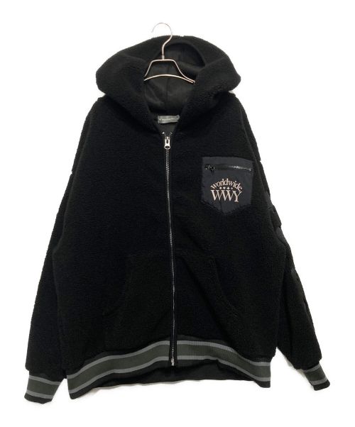 WORLD WIDE YOKOSAWA（ワールドワイドヨコサワ）WORLD WIDE YOKOSAWA (ワールドワイドヨコサワ) Boa hoodie ブラック サイズ:XLの古着・服飾アイテム