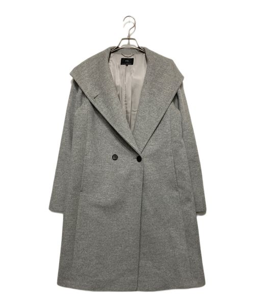 23区（ニジュウサンク）23区 (ニジュウサンク) アンゴラビーバーフーデッドコート グレー サイズ:SIZE42の古着・服飾アイテム