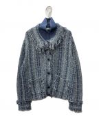 BEAMS BOYビームスボーイ）の古着「maturely Knit Tweed Fringe Jacket」｜ブルー