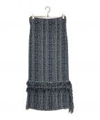 BEAMS BOYビームスボーイ）の古着「maturely / Knit Tweed Fringe Skirt」｜ブルー