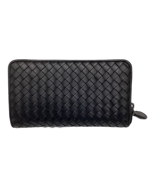 BOTTEGA VENETA（ボッテガベネタ）BOTTEGA VENETA (ボッテガベネタ) イントレチャートラウンドジップウォレット ブラックの古着・服飾アイテム