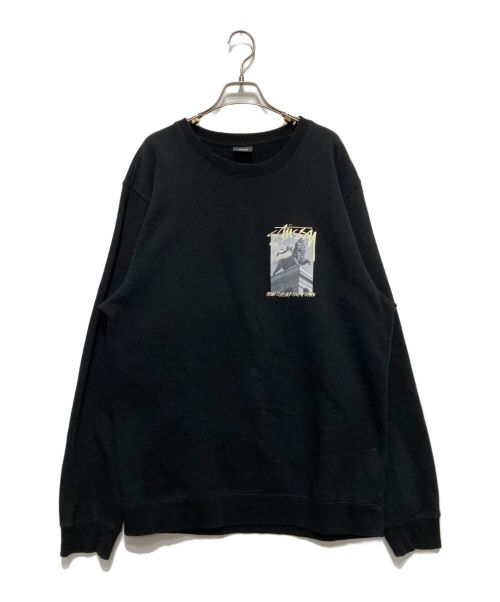 stussy（ステューシー）stussy (ステューシー) 裏起毛プリントスウェット ブラック サイズ:XLの古着・服飾アイテム