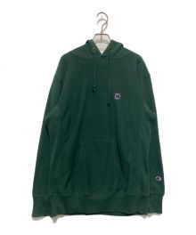 Champion REVERSE WEAVE×UNDEFEATED（チャンピオン リバース ウィーブ×アンディフィーテッド）の古着「プルオーバーパーカー」｜グリーン