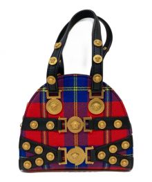 VERSACE（ヴェルサーチ）の古着「レッドタータンスモールトリビュートバッグ」｜レッド