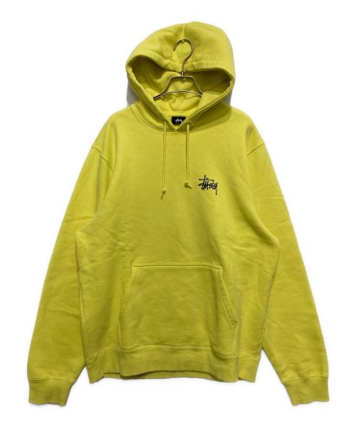 stussy（ステューシー）stussy (ステューシー) Stock Logo Hoodie　ストックロゴフーディー イエロー サイズ:Lの古着・服飾アイテム