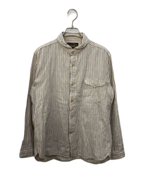 ORGUEIL（オルゲイユ）ORGUEIL (オルゲイユ) Shawl Collar Shirt　ショールカラーシャツ ベージュ×ブルー サイズ:SIZE40の古着・服飾アイテム