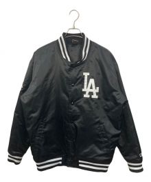 FANATIC（ファナティック）の古着「NEWYORK Yankees Satin Jacket　ニューヨークヤンキースサテンジャケット」｜ブラック