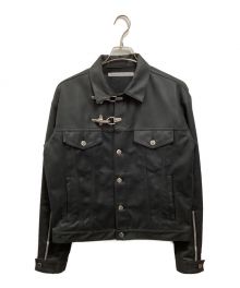 JOHN LAWRENCE SULLIVAN（ジョンローレンスサリバン）の古着「VEGAN LEATHER FIREMAN TRUCKER JACKET」｜ブラック