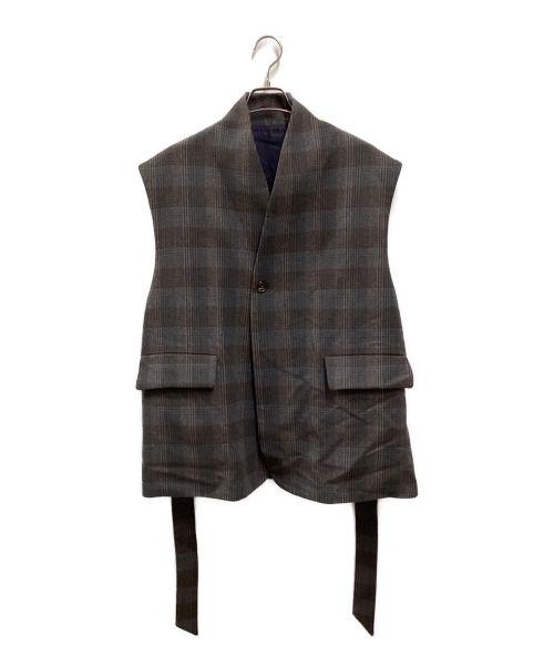 URU（ウル）URU (ウル) WOOL CHECK BELTED VEST グレー サイズ:2の古着・服飾アイテム