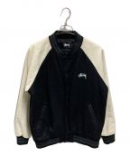 stussyステューシー）の古着「Two Tone Wool Varsity Jacket」｜ブラック×ホワイト