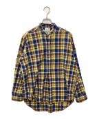 GD James Mortimer（GDジェームスモルティマー））の古着「Grandad Collar Shirts」｜ブラウン×ブルー