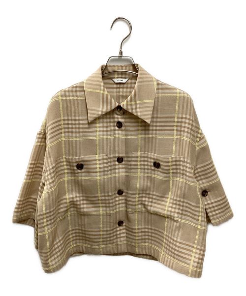 CLANE（クラネ）CLANE (クラネ) LOOP LINE CHECK SHORT SHIRT ベージュ サイズ:1の古着・服飾アイテム