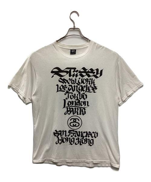 stussy（ステューシー）stussy (ステューシー) ROSTARR WORLD TOURプリントTシャツ ホワイト サイズ:Lの古着・服飾アイテム