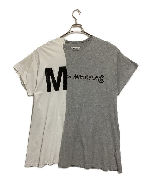 MM6 Maison Margiela（エムエムシックス メゾンマルジェラ）MM6 Maison Margiela (エムエムシックス メゾンマルジェラ) プリントバイカラーワンピース グレー サイズ:14の古着・服飾アイテム